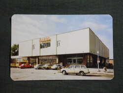 Kártyanaptár,Makó ÁFÉSZ,Maros Skála Coop áruház,Lada,Trabant autó,1981  (6)