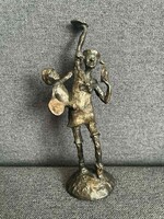 B. van den Houdt: Játszó gyerekek – Eredeti, jelzett holland bronz szobor