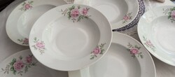 6 db Alföldi porcelán mélytányér 22 cm – rózsás mintás