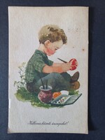 Régi grafikus rajzos képeslap Demjén Zsuzsa Húsvéti üdvözlet 1959