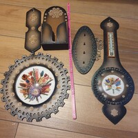Retro minőségi vastag bőr hőmérős szalmavirágos szocreál fali dekoráció újszerű