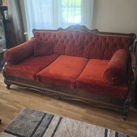 For Sale Carved Solid Wood Baroque Style Sitting Set – 220 cm Sofa with Bedding Storage + 2 Armchairs