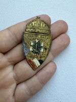 Antik ritka Magyar koronas Leventés sapka jelvény