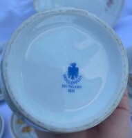 Hollóházi porcelán süteményes és kávés készlet vázával – Őszi levél mintás, hiányos szett