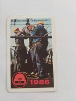 MÁV MUNKAVÉDELEM kártyanaptár 1986 - Előzzük meg a baleseteket!