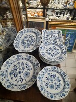 Alt Német,Germany Kardos Meissen 1815-1824,Hagymamintás Porcelán Vacsorázó Étkészlet,Szett.15 DB-os.