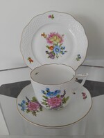 Herendi cappuccinos, kávés csésze + alj + sütis tányér