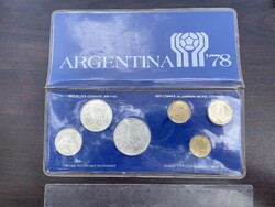 -AX537- Argentína 1978 Foci VB érme készlet szett ezüst érmék Pesos labdarúgás világbajnokság sor