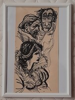 Endrődi István and Pusztai Pál caricature drawings