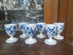 Alt Német,Germany Kardos Meissen 1815-1824,Virág Mintás,6 Darabos Porcelán Tojás Tartó Készlet.