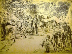 ASZÓDI WEIL ERZSÉBET(1901 - 1976) alkotása : ÚTTÖRŐTÁBOR Rézkarc képek szerint A/3 méret