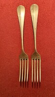 Alpakka (újezüst) süteményes vagy desszertes villák, Art Deco stílus,