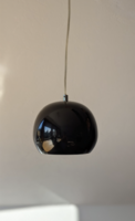 Kisméretű dán retro gömblámpa(18 cm) fekete színű, króm baldachinnal / Skandináv minimalizmus