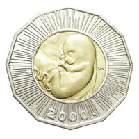 Horvátország,25 kuna 2000 - Emberi magzat aUNC+ ötvözet