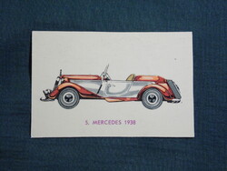 Kártyanaptár,Litvánia,grafikai,Mercedes 1938-as veterán autó, 1982  (6)