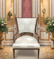 Art Deco Style Armchair in Solid Wood with New Upholstery