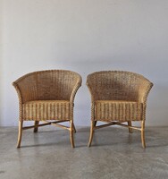 Vintage, századközepi fonott karosszék pár