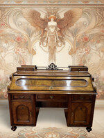 19. századi 10 fiókos Biedermeier íróasztal szekreter - Zylinderbureau