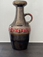 Vintage Jasba kerámia váza eozinos mázzal, 25 cm magas