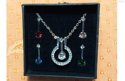 Leo Bernard Necklace with Pendant, Interchangeable Multicolored Pendant Spacer, in Original Box