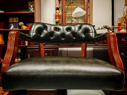 Genuine Leather, Brand New Classic Swivel Office Chair Chesterfield Rolling Chair