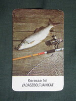 Kártyanaptár,Nimród horgász,vadászboltok,Budapest,Pécs,Szeged, 1983  (6)
