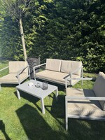 Garden Set with Powder-Coated Aluminum Frame and Water-Resistant Cushions