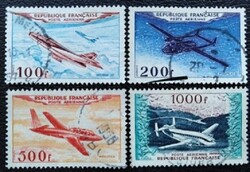 Fr987-90p / Franciaország 1954 Repülők bélyegsor pecsételt