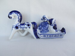 Gzsel USSR Blue-White Porcelain Dish Travel Family