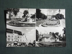 Képeslap, Nagykanizsa,Deák Ferenc tér,emlékmű,mozi,szökőkút látkép,részlet,1963-