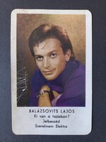 Régi  Kártyanaptár 1975 Szinészek: Balázsovits Lajos MOKÉP Moziüzemi Vállalat