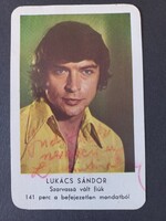 Régi  Kártyanaptár 1975 Szinészek: Lukács Sándor