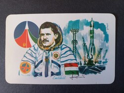 Old Calendar card 1980 In memory of the first Soviet-Hungarian joint space flight - Bertalan Farkas