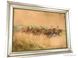 ZÓRÁD ERNŐ ( WALLBURG EGON 1911-2004 ) - TÜZÉRÜTEG, KATONAI FESTMÉNY