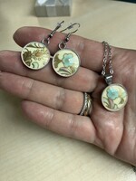 Kézzel festett Zsolnay perzsa mintás ﻿porcelánból készített egyedi ékszer szett