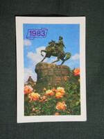 Kártyanaptár,Ukrajna,Kijev,Bohdan Khmelnytsky emlékmű,szobor,1983  (6)