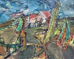 Veress Sándor László (1934-2026) : Viharos táj, 80x100 cm., Képcsarnokos