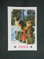 Kártyanaptár,Ukrajna,Kijev,erdei tájkép,kutya,gyerek modell,1983  (6)