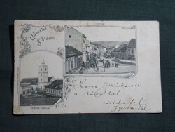 Képeslap,Siklós,Róm. kat. templom,Főutca látkép,részlet,Feiler Mariska Siklós kiadás,1899-