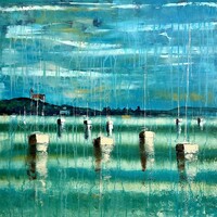 90x90cm Különleges, tihanyi modern festmény