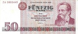 50 márka 1971 NDK Németország 1. Replacement "ZA"