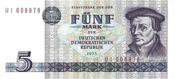 5 márka 1975 NDK Németország 1. Gyönyörű