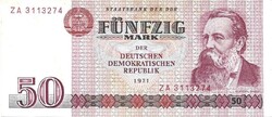 50 márka 1971 NDK Németország 3. Replacement "ZA"