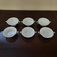 6 db Nagy Fehér Herendi porcelán leveses csésze készlet