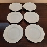 6 db Fehér Herendi porcelán gyerek mély, leveses tányér készlet