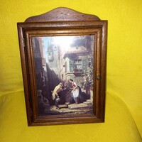 "Carl Spitzweg ". Fa falra akasztható kulcstartó szekrény, kulcstéka, kulcsos szekrény.