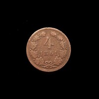 4 KRAJCÁR - FERENC JÓZSEF - 1861 ..Nagyon szép - teljesen ép mintázat!