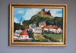 Gyönyörű BÁNFI festmény - A SZIGLIGETI-VÁR - szép keretben - 57,5x42,5 cm a keret