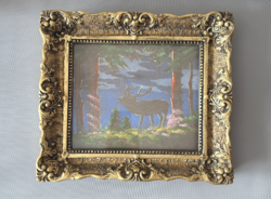 Antique Gold-Leafed Framed Artwork from Székesfehérvár (35x31 cm) – Signed by Nagy Sándor (1930s-40s)