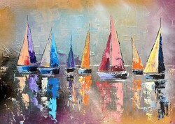 Nyári regatta / nagyméretű kortárs festmény